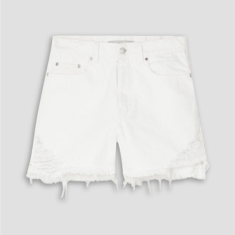 White Distressed Denim Shorts